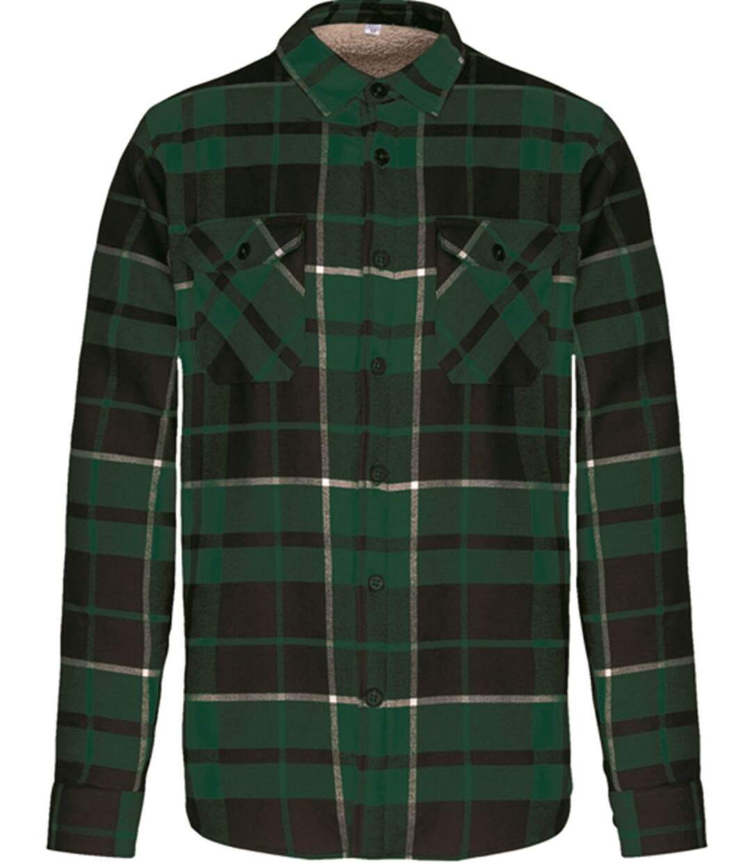 Surchemise à carreaux doublée sherpa - K579 - vert forêt - homme-2