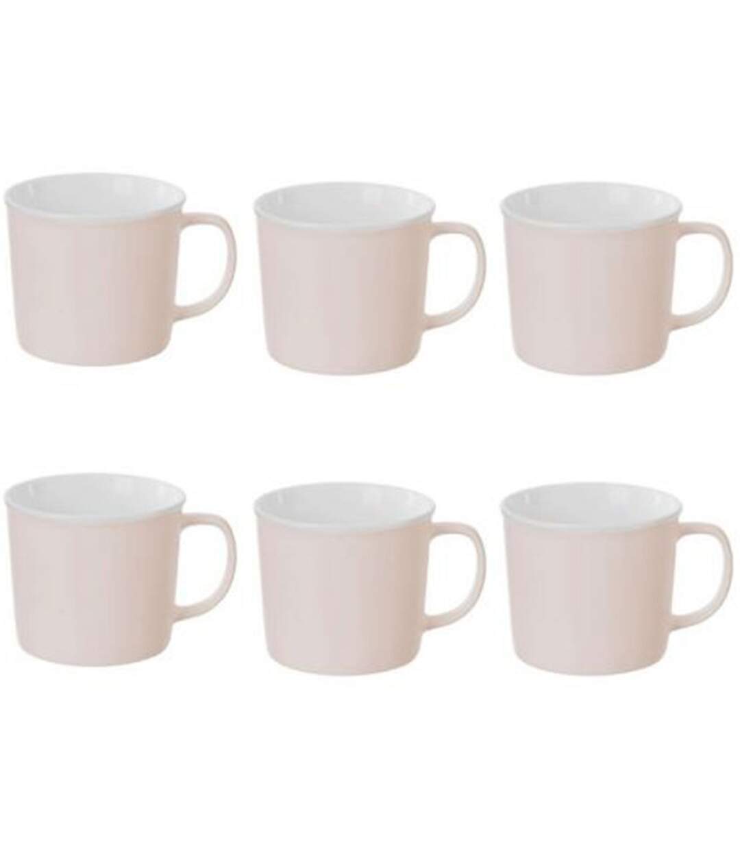Lot de 6 Mugs en Porcelaine Nature 38cl Rose-1