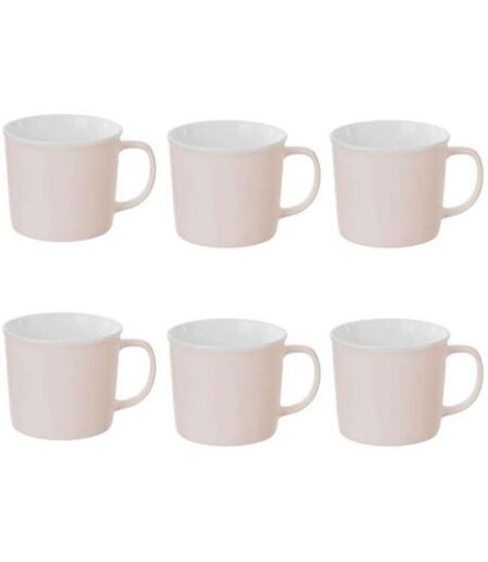 Lot de 6 Mugs en Porcelaine Nature 38cl Rose