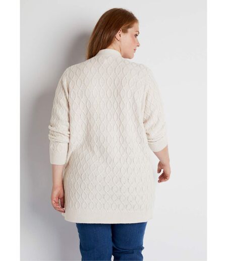 Gilet long boutonné torsades col V