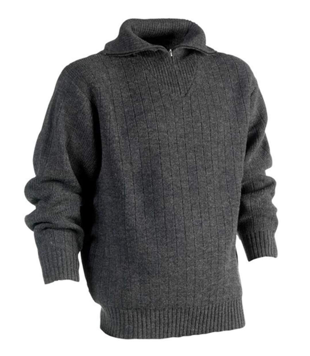 Pull de travail col montant zippé - Homme - HK330 - gris