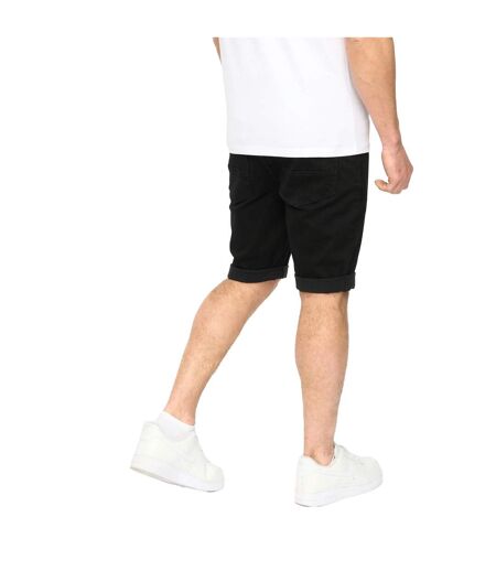 Mens Youlgreeve Denim Belted Shorts Black Wash Crosshatch