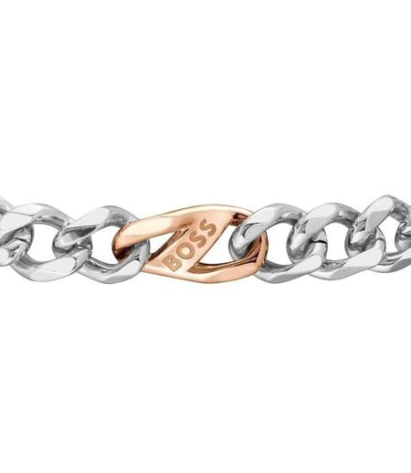 Mens Figaro Rose Gold Ion Plating Bracelet One Size Steel Boss