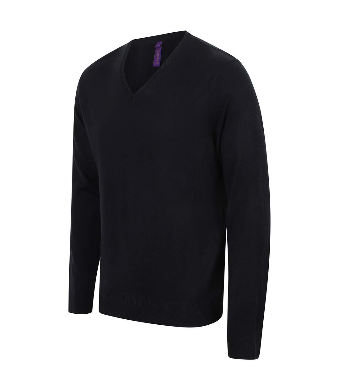 Mens cotton acrylic v neck sweatshirt black Henbury