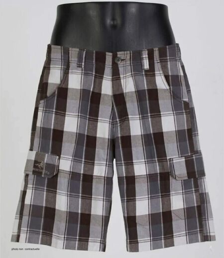 Bermuda homme WINCHESTER ILLOWA2 gris et chocolat : le short à carreaux en coton tout confort