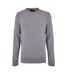 Mens Embroidered Ribbed Crew Neck Sweater Top Grey Boss-1
