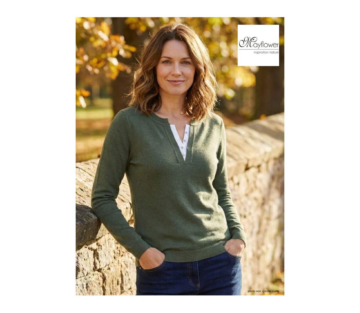 Pull Col Fantaisie Femme Mayflower Papaye1k Kaki-1