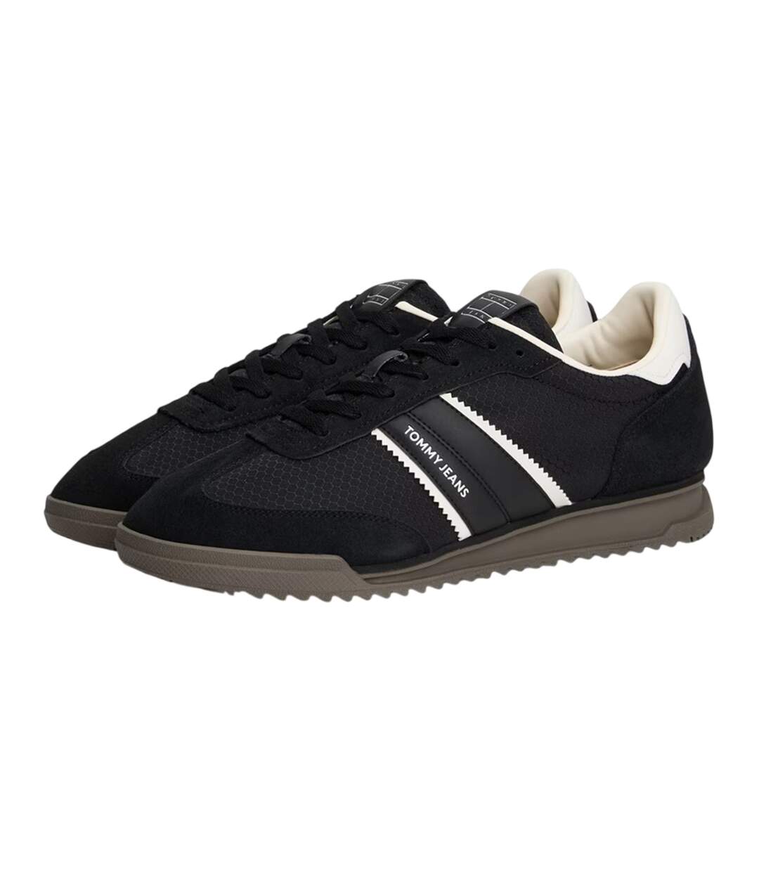 Mens Lace Up Low Cut Running Trainers Black White Tommy Jeans-3