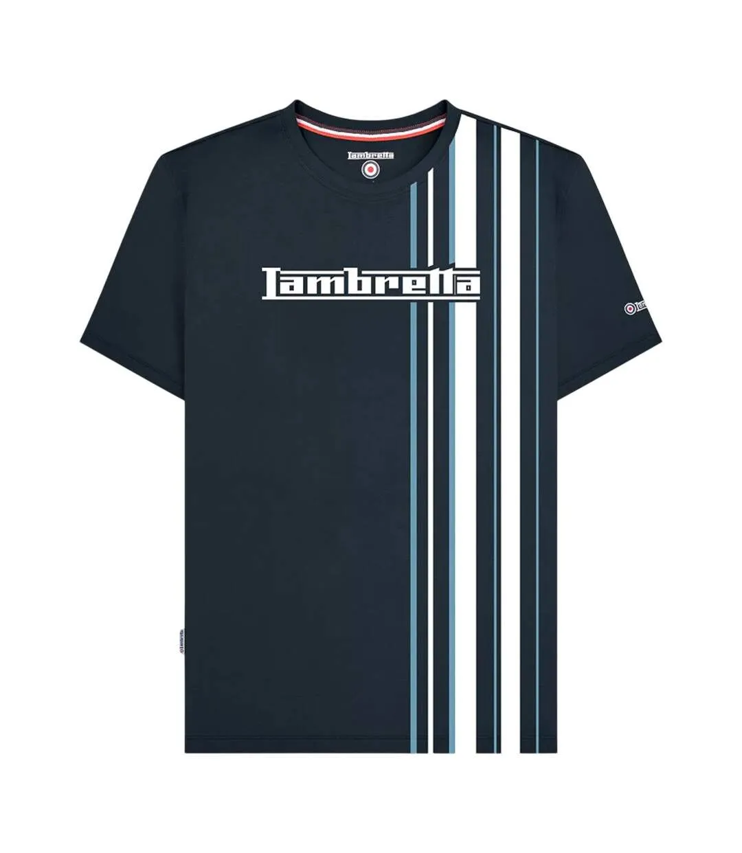 Mens Racing Stripe T-shirt Navy Smoke Blue Lambretta-2