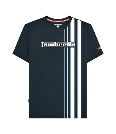 Mens Racing Stripe T-shirt Navy Smoke Blue Lambretta