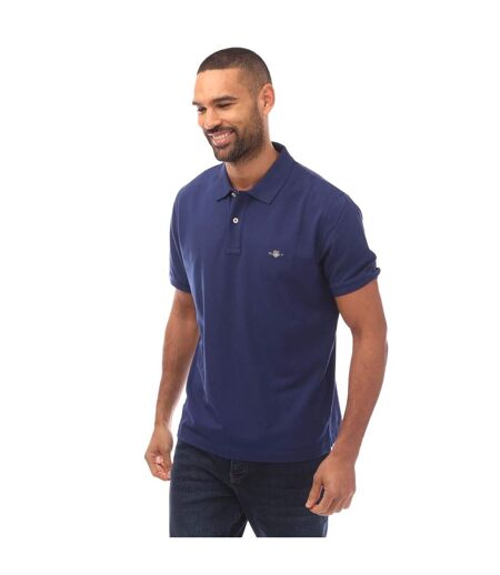 Mens Shield Logo Pique Polo Shirt Navy Gant