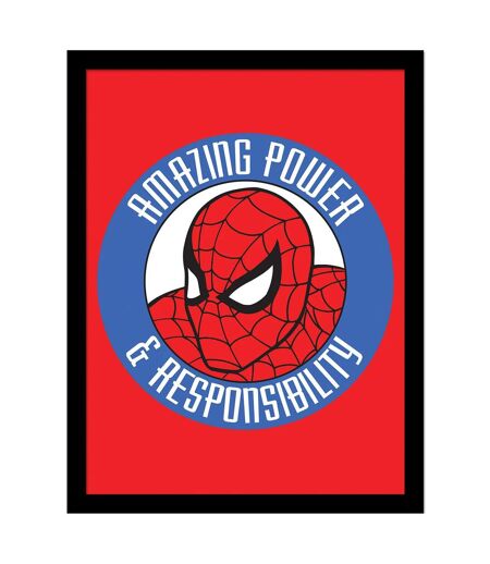 Spider-Man - Poster encadré AMAZING POWER & RESPONSIBILITY (Rouge / Bleu) (40 cm x 30 cm) - UTPM8609