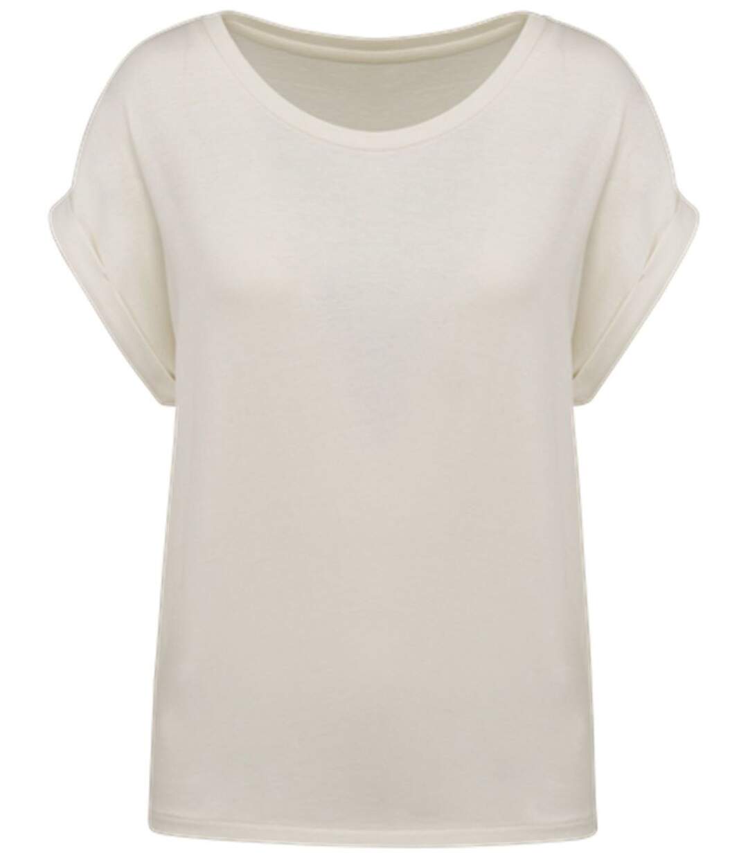 T-shirt écoresponsable manches à revers - Femme - PAT309 - beige ivoire-2