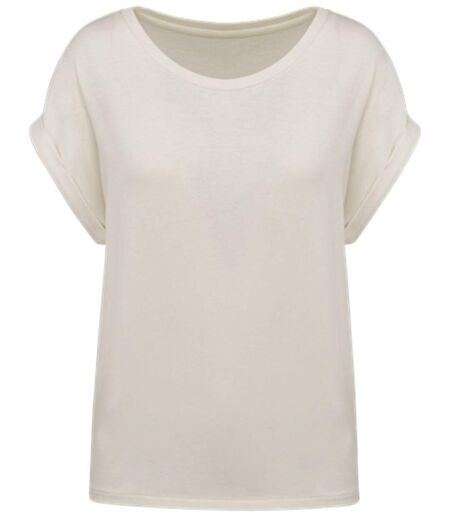 T-shirt écoresponsable manches à revers - Femme - PAT309 - beige ivoire