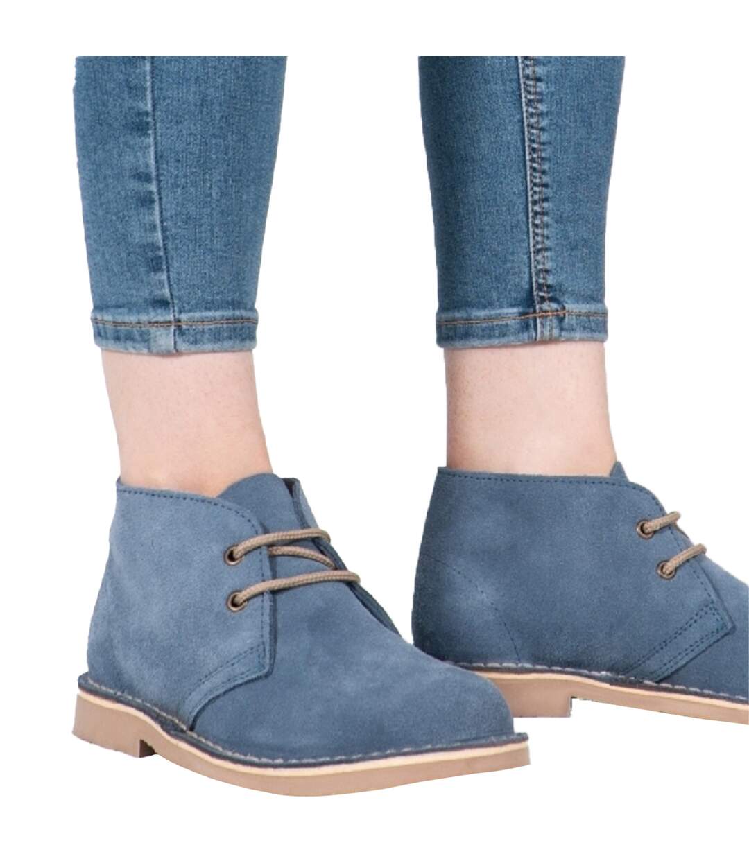 Bottines en cuir suédé femme bleu denim Roamers-4