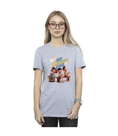 Disney Womens/Ladies Luca Best Summer Ever Cotton Boyfriend T-Shirt (Gris sportif) - UTBI30827