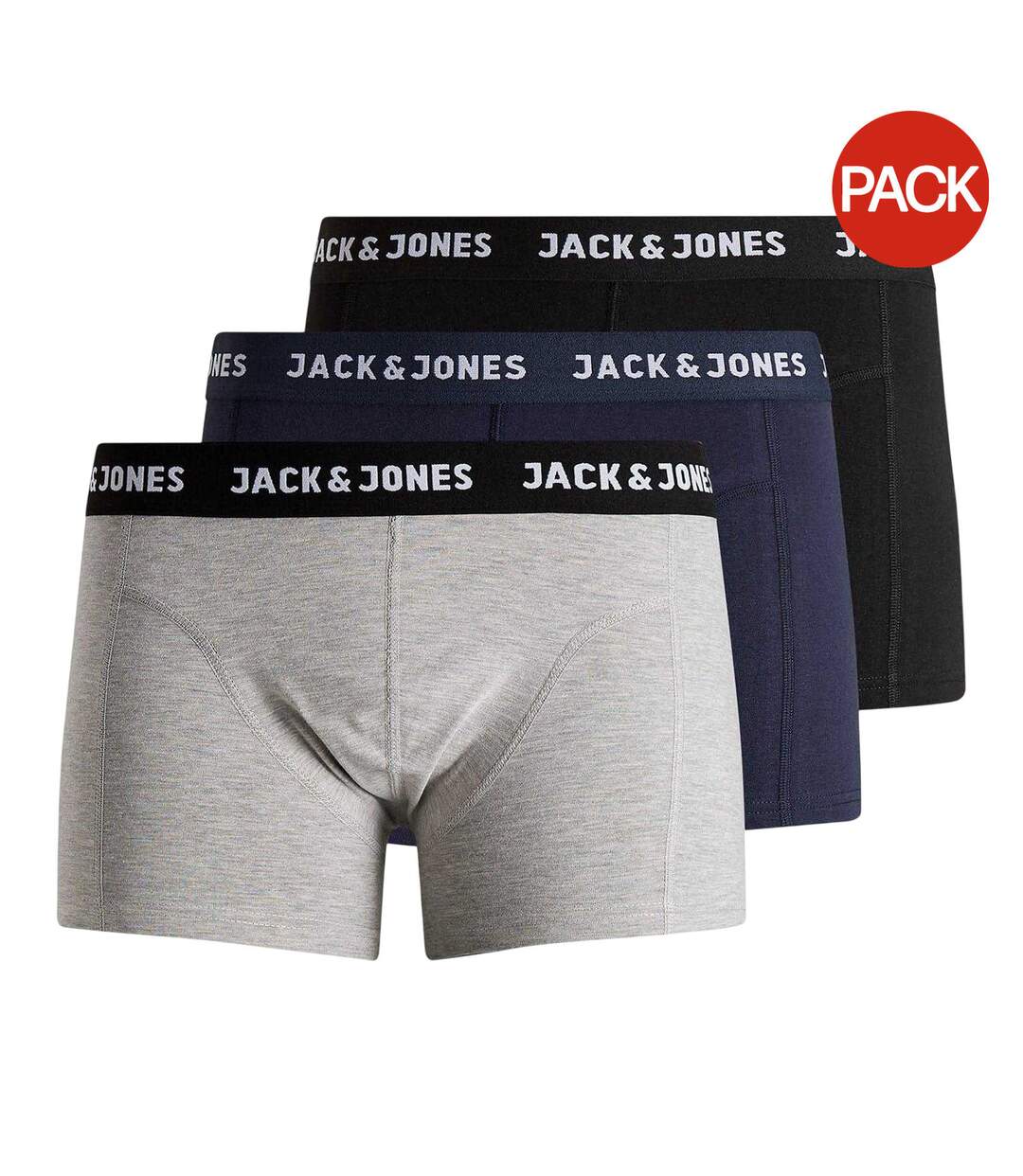 Lot De 3  Boxers Anthony Homme Noir Bleu Marine Gris Jack And Jones-2