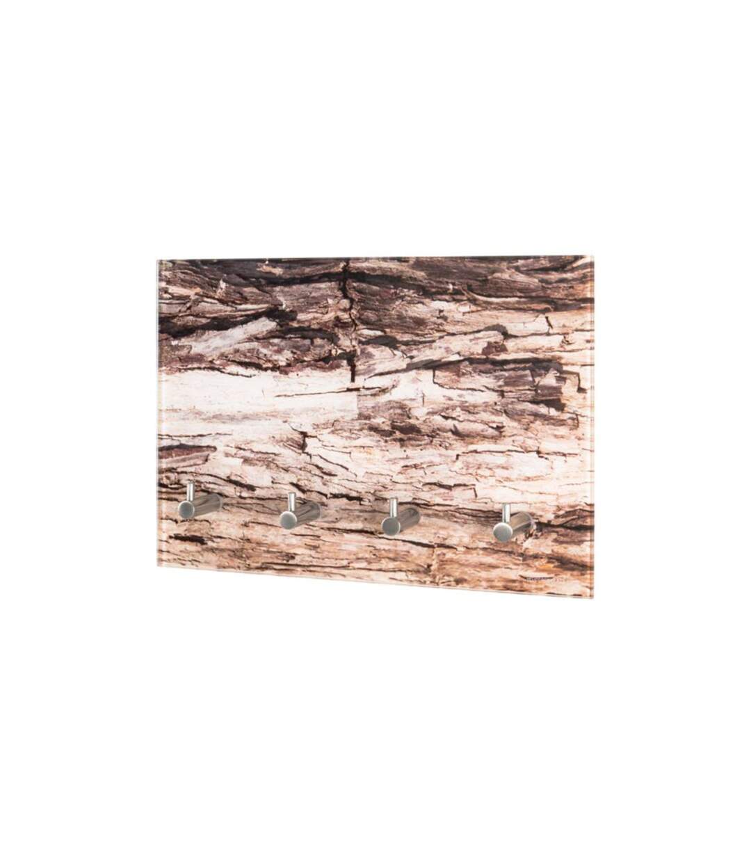 Porte-Clés Mural en Verre Écorce 30cm Marron-1