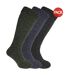 Lot de 3 Chaussettes pour bottes en caoutchouc en mélange de laine paires homme vert/bleu/charcoal Universal Textiles