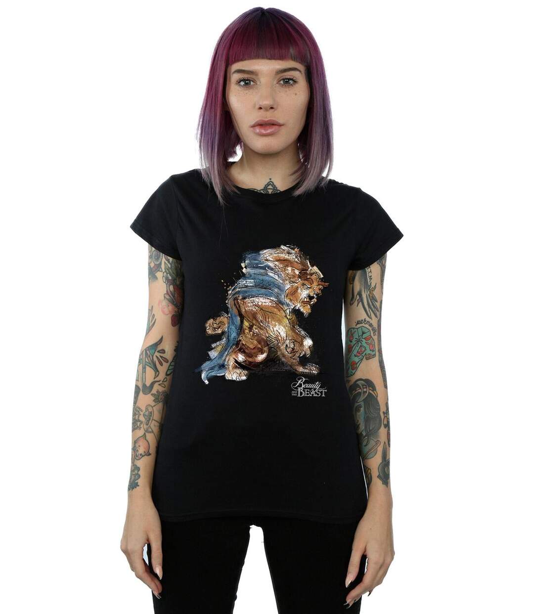 Disney - T-shirt BEAUTY AND THE BEAST BEAST SKETCH - Femme (Noir) - UTBI14709-2