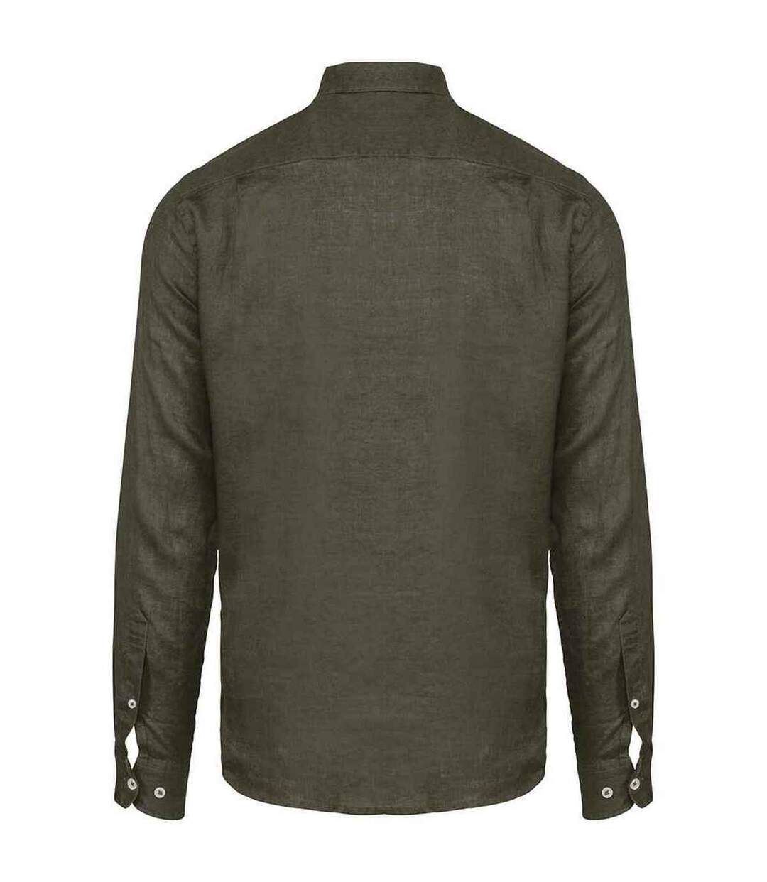 Mens linen long-sleeved shirt organic khaki Spasso-2