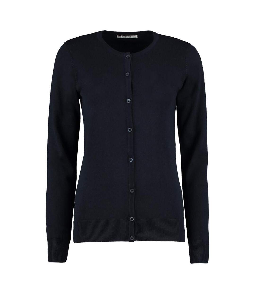 Cardigan À Col Rond Pour Femmes / Tricot Pour Dames Bleu Marine Kustom Kit-2