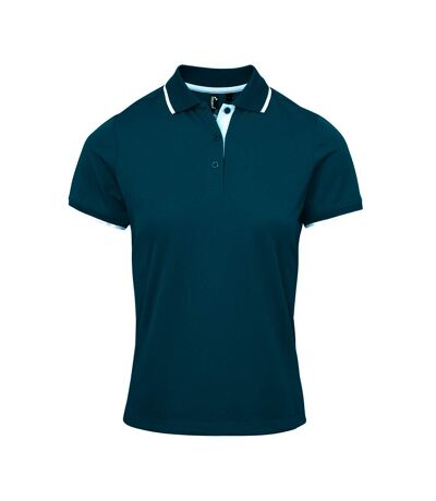 Polo coolchecker femme bleu marine / blanc Premier