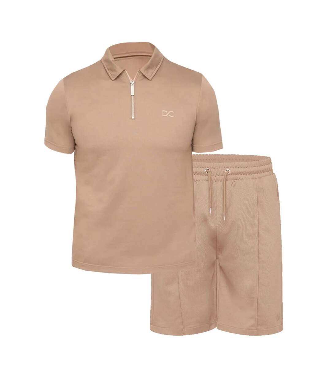 Mens Medford Pintuck Everyday Polo And Shorts Set Taupe Duck And Cover-2