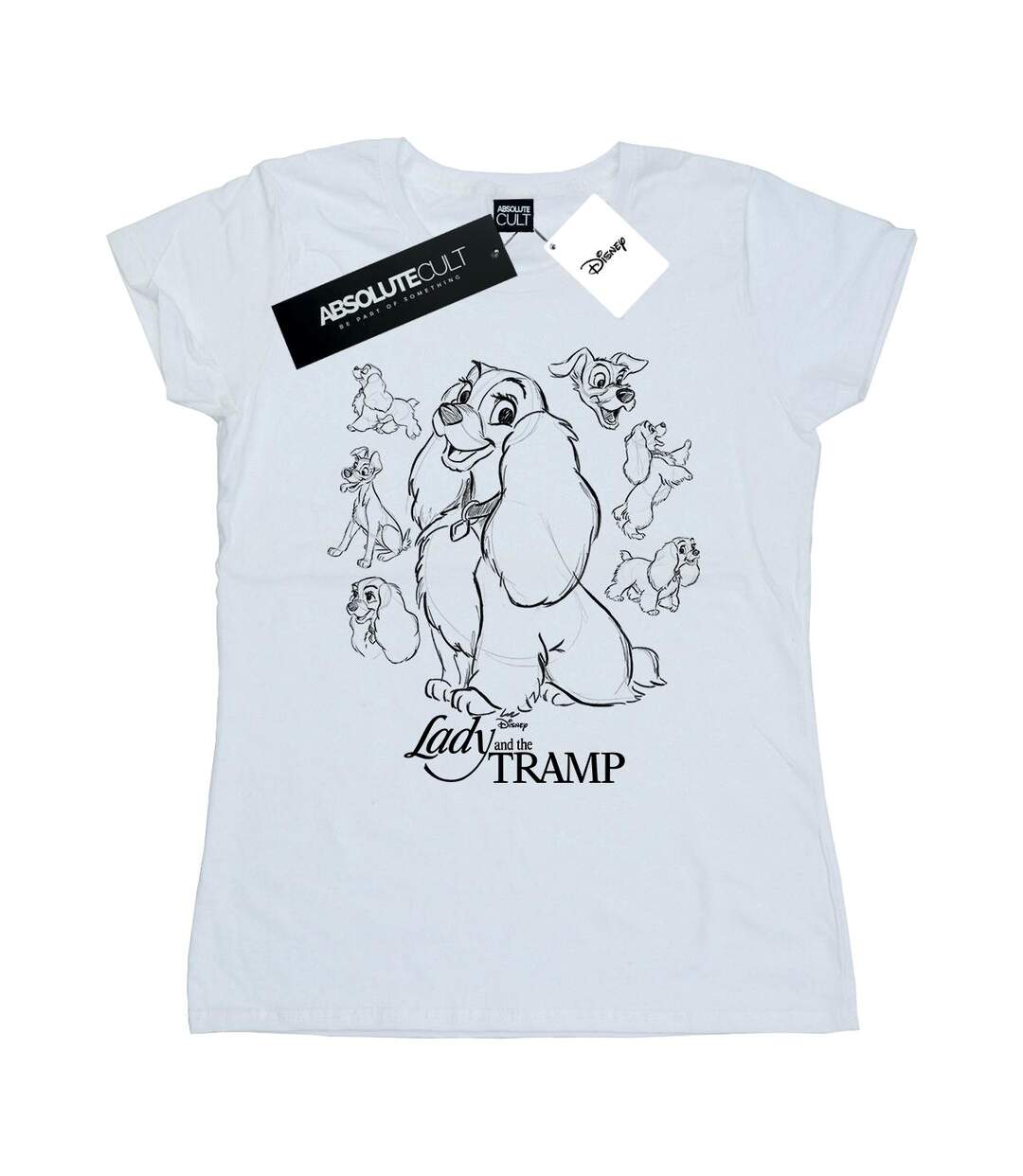 Disney - T-shirt LADY AND THE TRAMP COLLAGE SKETCH - Femme (Blanc) - UTBI16272-1