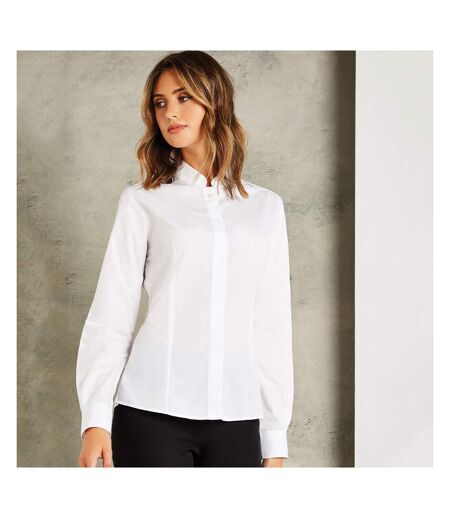 Kustom Kit Womens/Ladies Mandarin Collar Fitted Long Sleeve Shirt (White) - UTRW4507