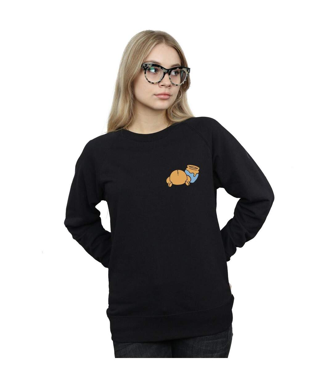 Disney Sweatshirt Winnie The Pooh Womens/Ladies avec impression de la poitrine au dos (Noir) - UTBI42878-2