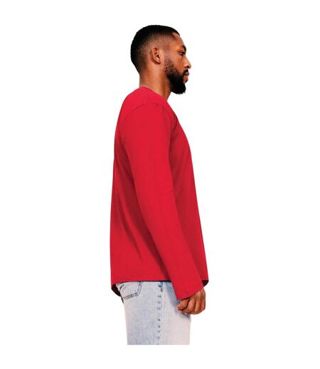 Mens ringspun cotton long-sleeved t-shirt red Casual Classic