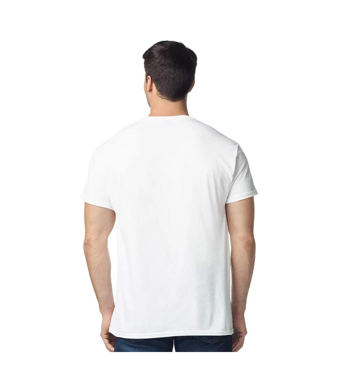 Mens Cotton Label T-shirt White Gildan-3