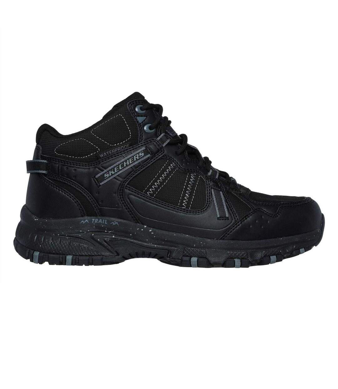 Mens Hillcrest Logo Leather Walking Boots Black Skechers-1