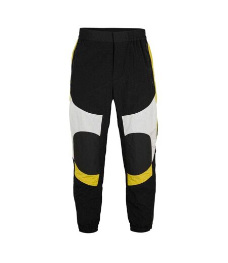 Mens Srack Straight Trousers Black Yellow Boss