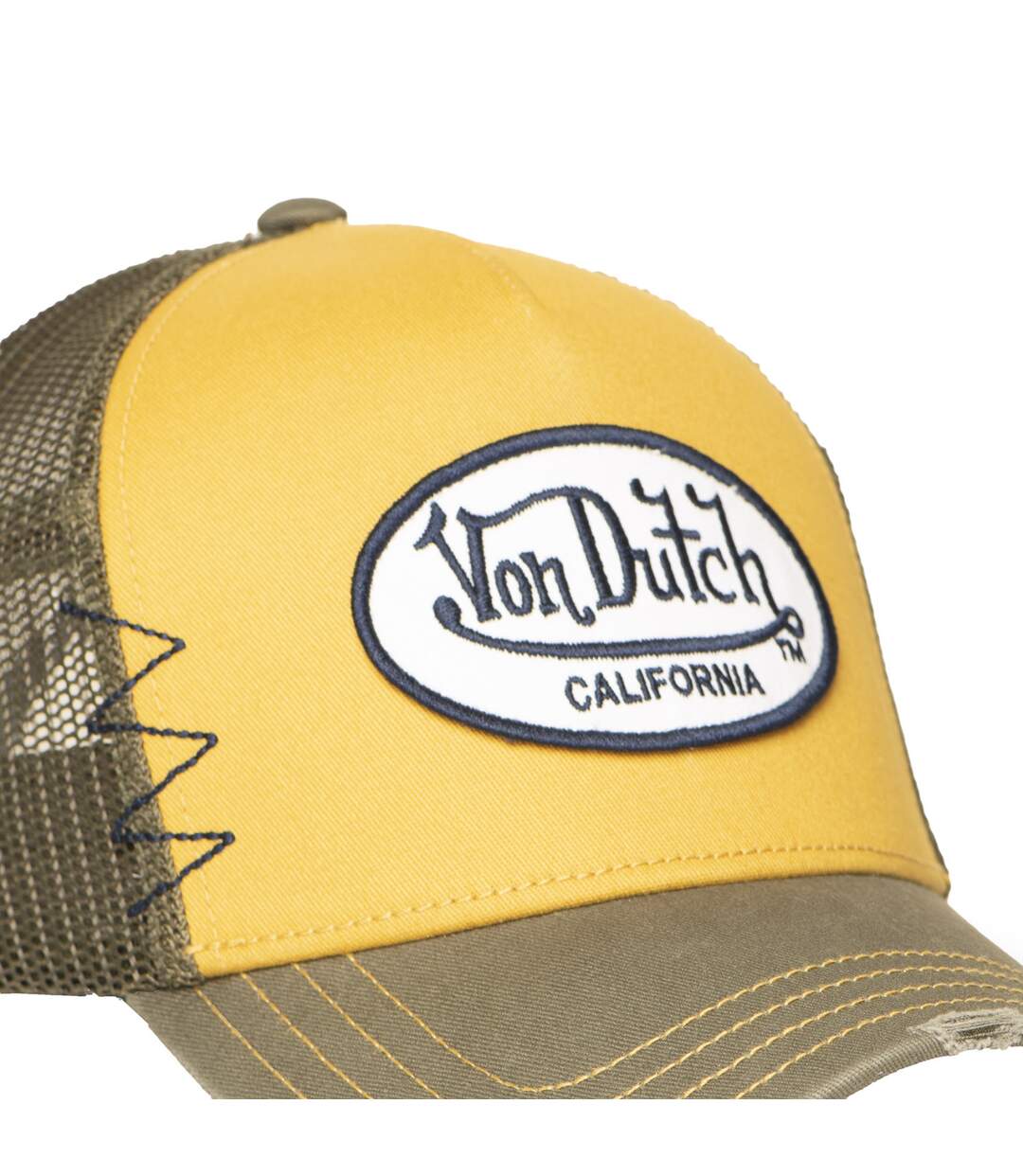 Casquette trucker avec filet effet usé et patch brodé Used Vondutch-3