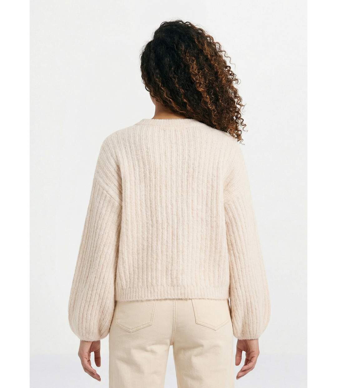 Pull maille loose, manches bouffantes-2