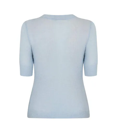 T-shirt Manches Courtes Femme Bleu Pastel Boss