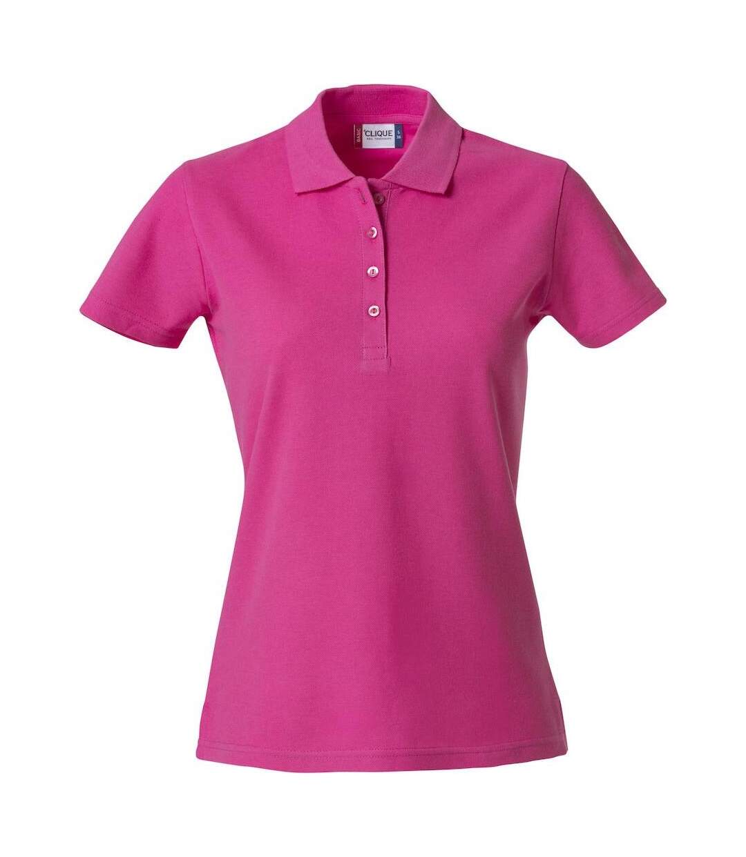 Womens/ladies Plain Polo Shirt Bright Cerise Clique-1