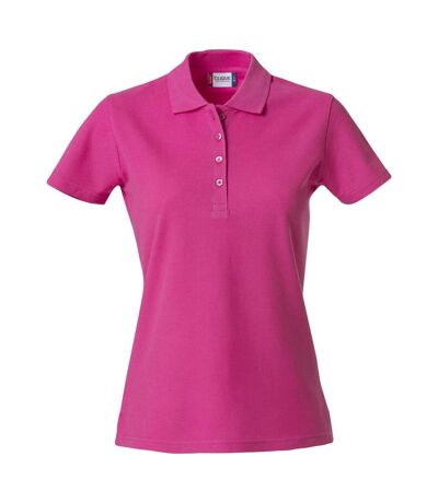 Womens/ladies Plain Polo Shirt Bright Cerise Clique