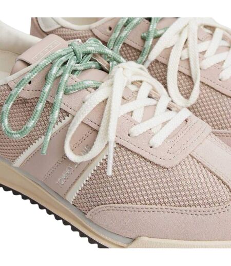Womens/ladies Mesh Lace Up Flat Trainers Beige Tommy Jeans