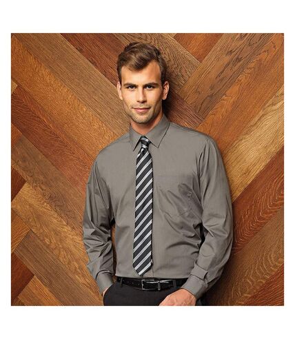 Premier Mens Long Sleeve Formal Plain Work Poplin Shirt (Steel) - UTRW1081