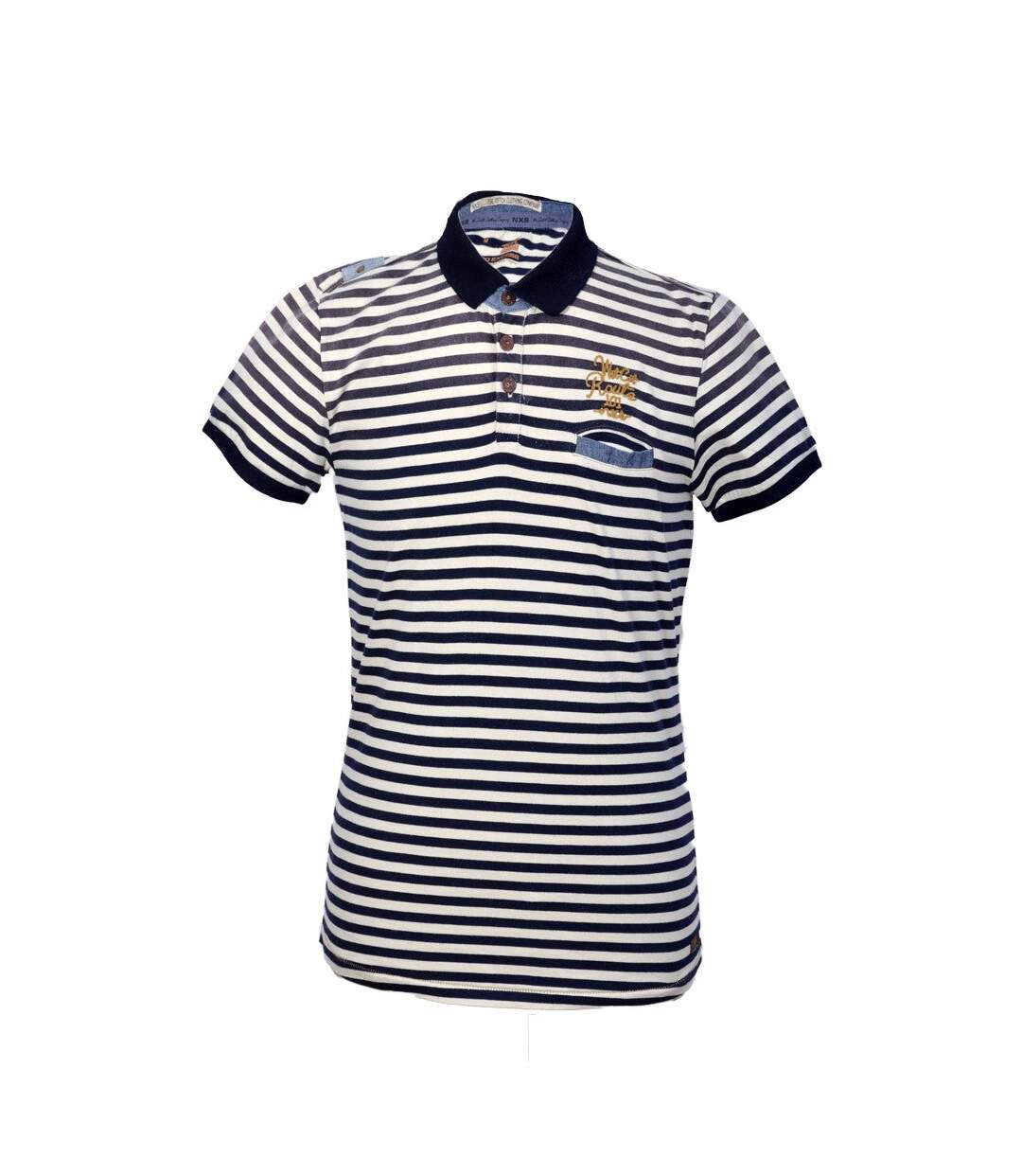 Polo homme manches courtes - Col polo rayé - Vignette poitrine-1