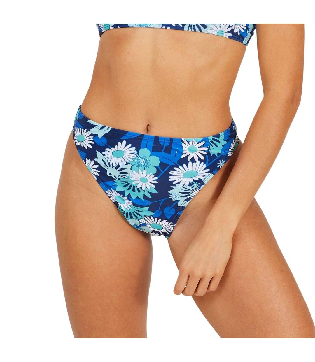Womens/ladies Floral High Waist Bikini Bottoms Blue White Brave Soul-4