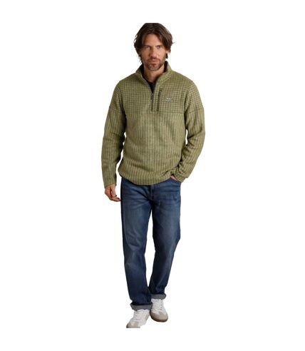 Mens longmont grid eco friendly quarter zip fleece top celery Weird Fish