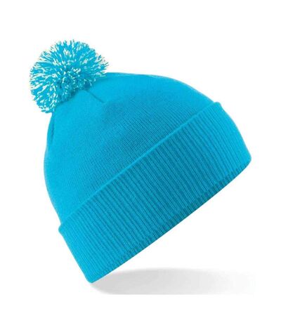 Unisex adult beanie sky blue/white Beechfield