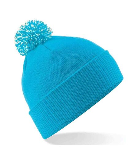 Unisex adult beanie sky blue/white Beechfield