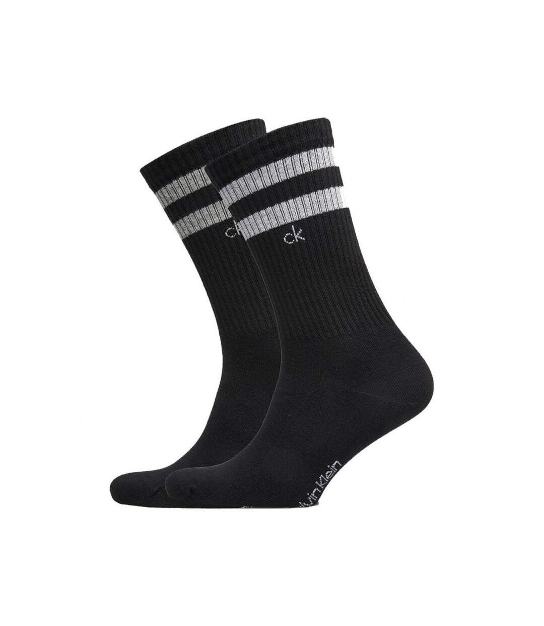 CALVIN KLEIN Lot de 2 paires de Chaussettes Homme Coton STRIPE Noir-1