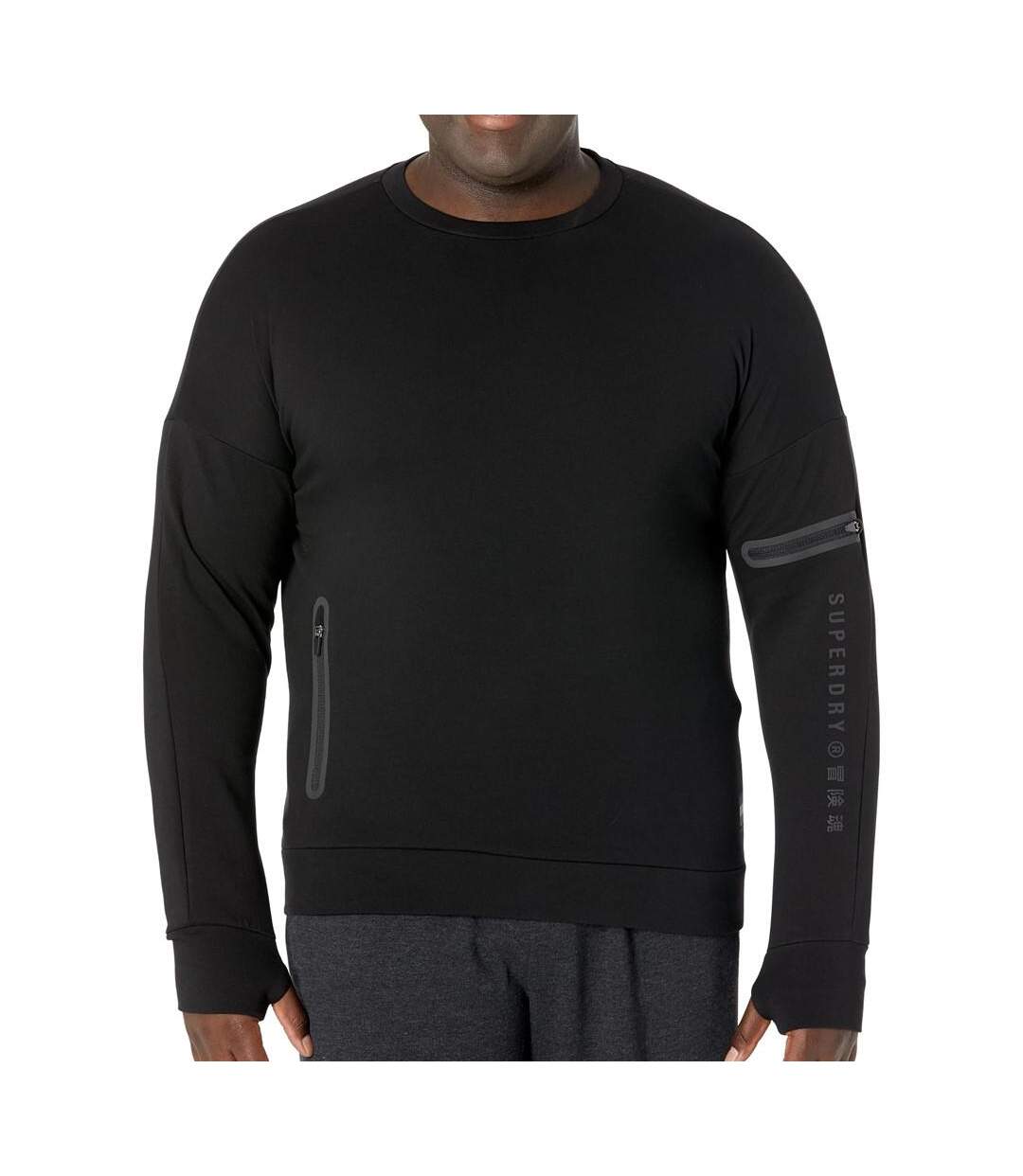Sweat noir homme superdry training gymtech crew - xs-1