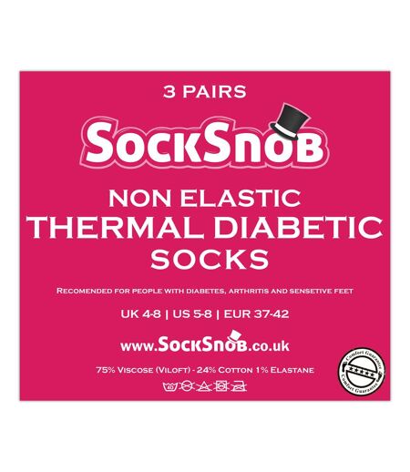 3 Pack Ladies Thin Wide Top Non Elastic Thermal Diabetic Socks